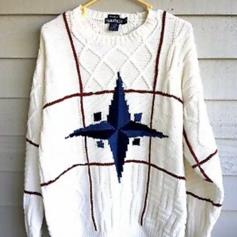 Vtg-Nautica Chunky Nautical Star Sweater